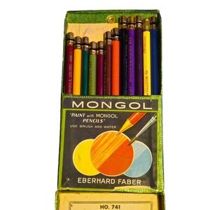 Vintage Eberhard Faber Mongol 741 Colored Indelible Pencils 12 Assorted Set USA